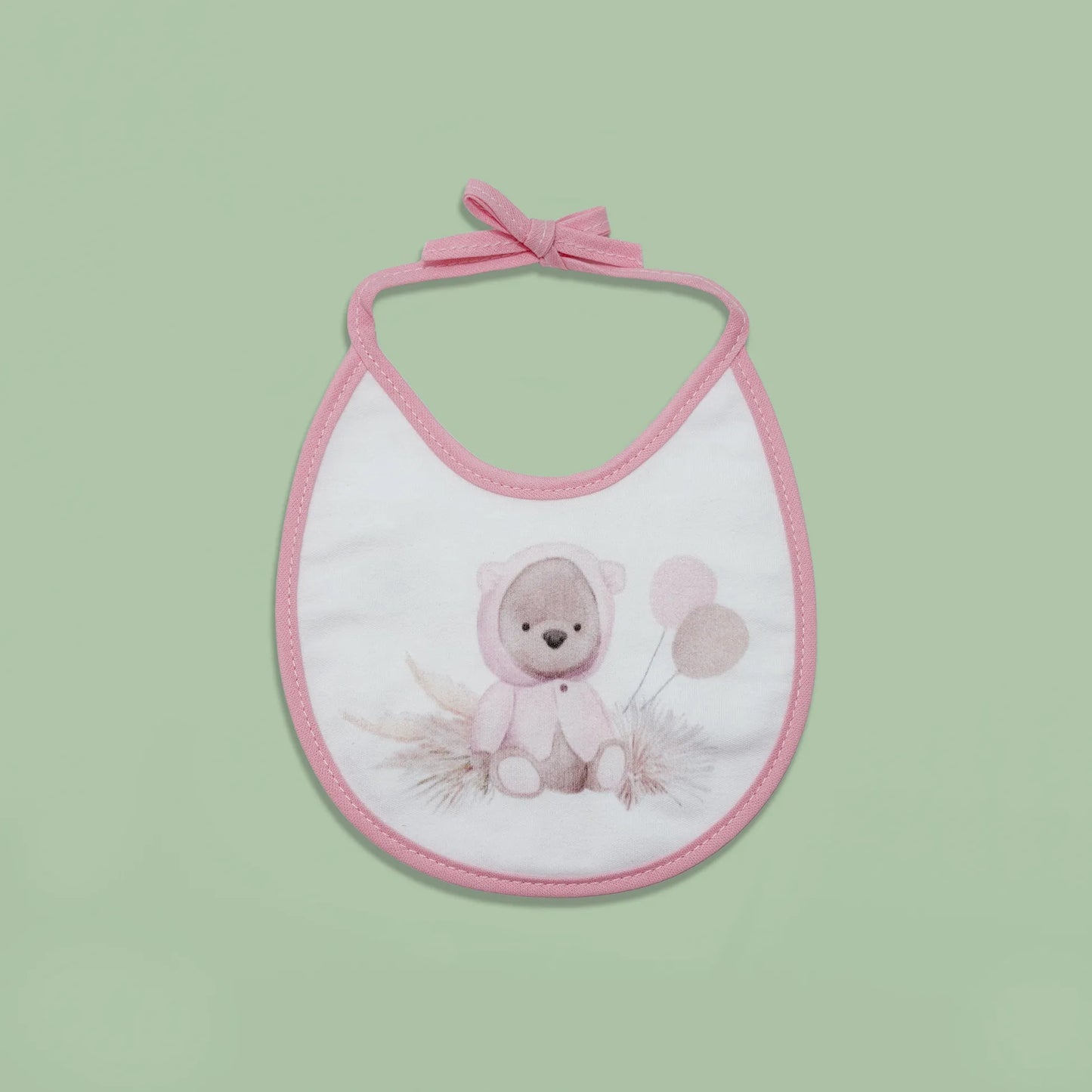 Babete com motivo ursinho com capuz rosa