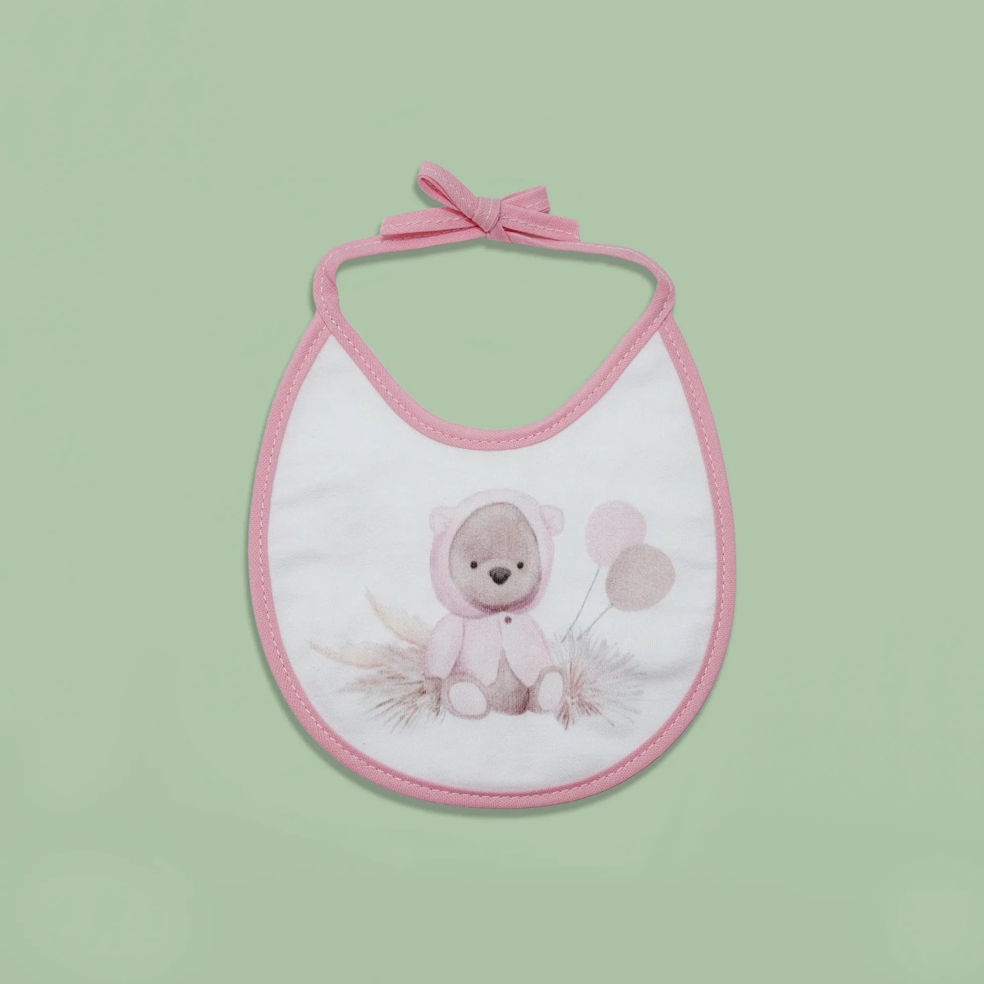 Babete com motivo ursinho com capuz rosa