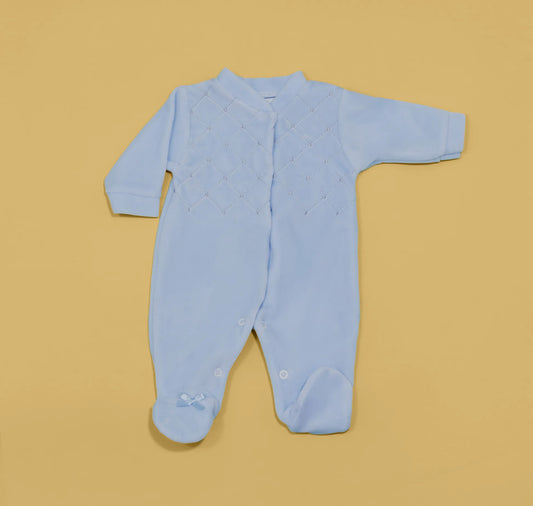 Babygrow de menino com bordado losangos azul