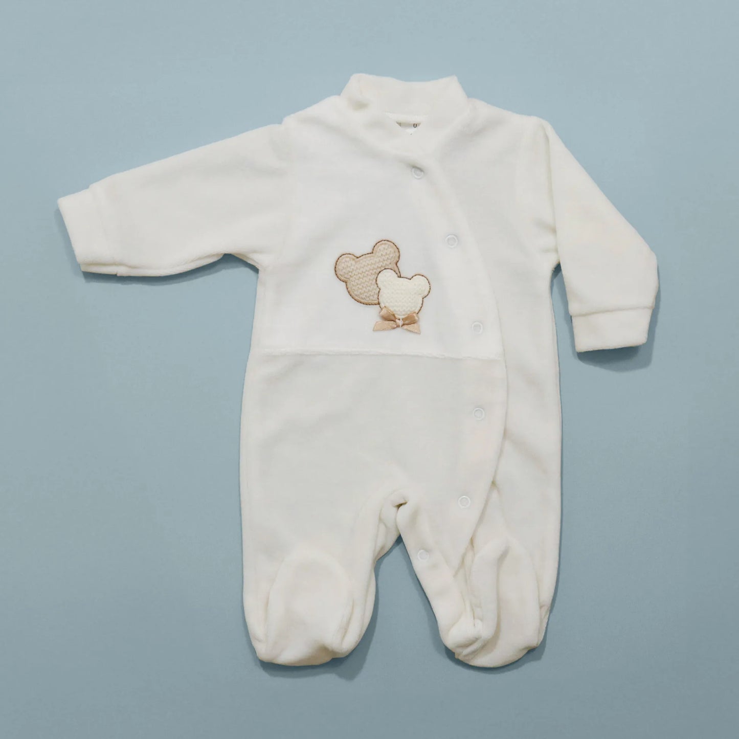 Babygrow com motivo ursinhos tricot e lacinho pérola