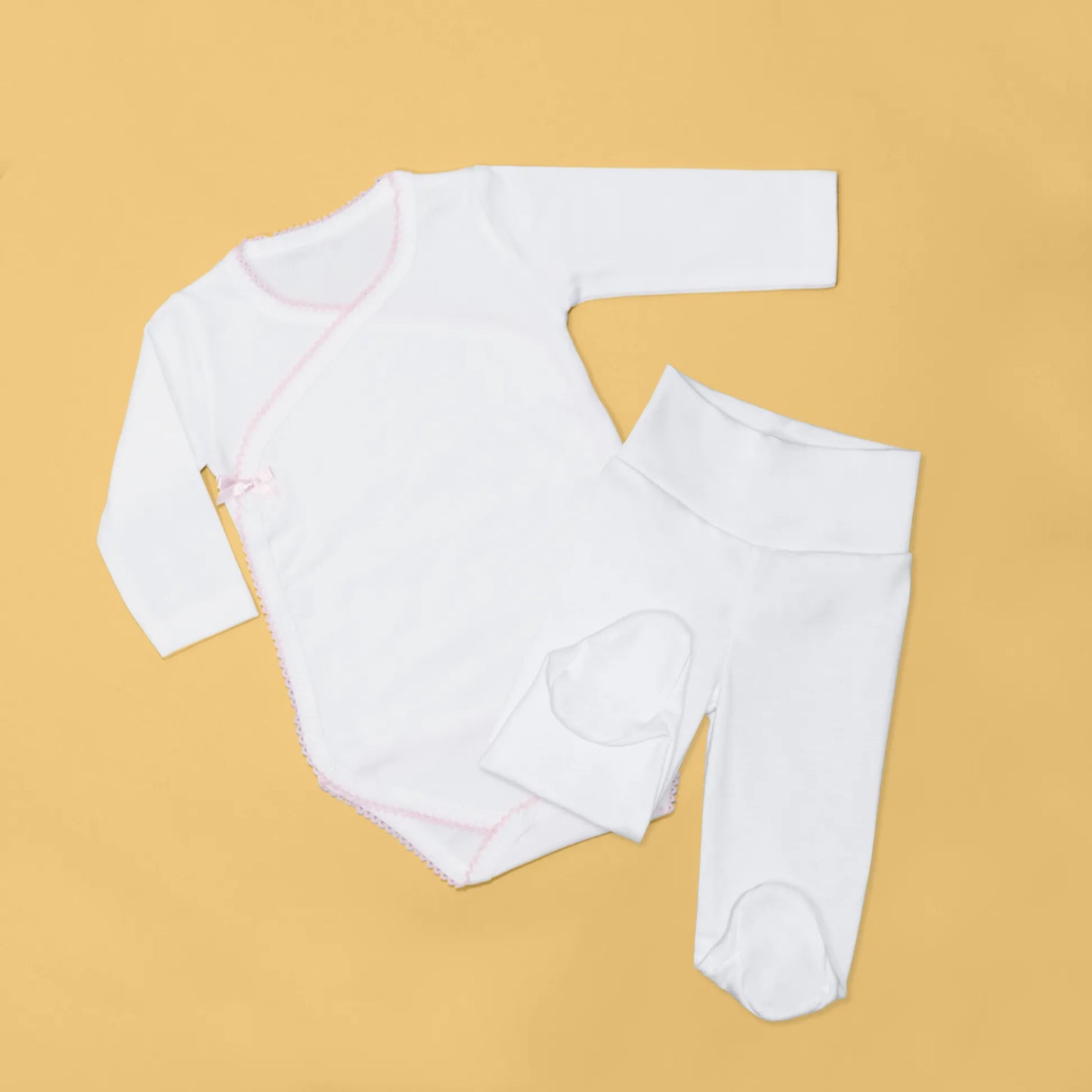 Body de trespasse com collant cardado com bordado em redor rosa