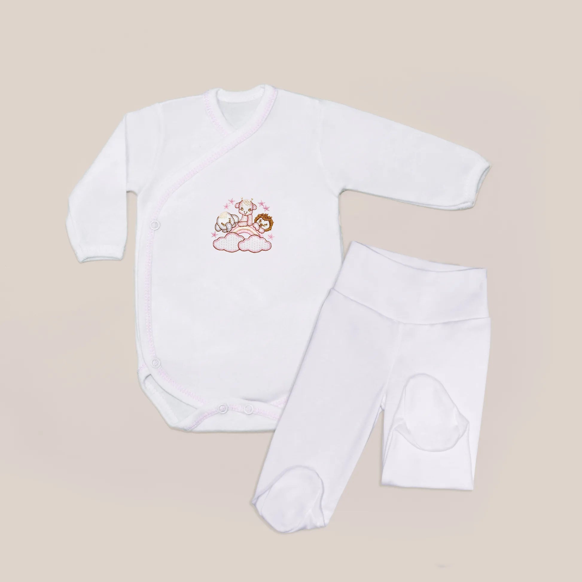 Body de trespasse com collant com motivo animais no arco-íris rosa