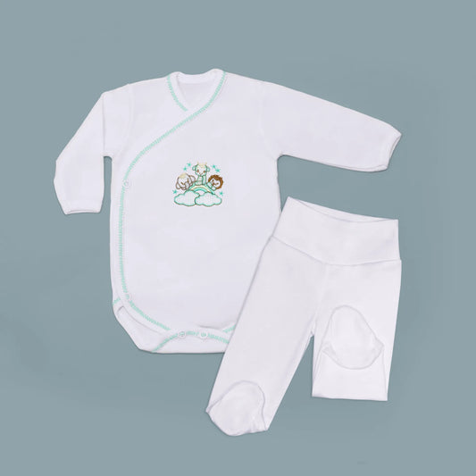 Body de trespasse com collant com motivo animais no arco-íris verde