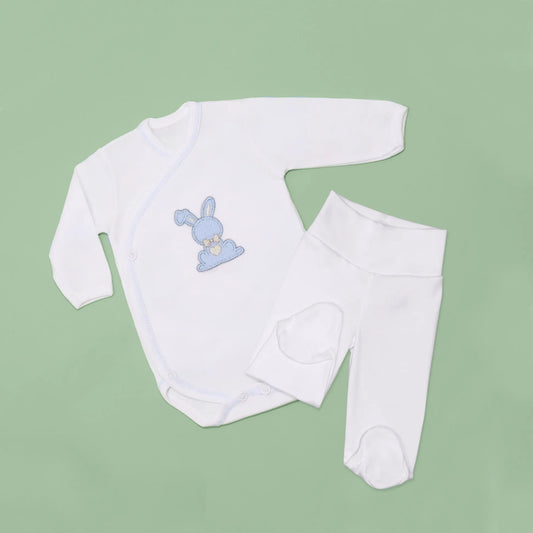 Body de trespasse com collant com motivo coelho waffle azul