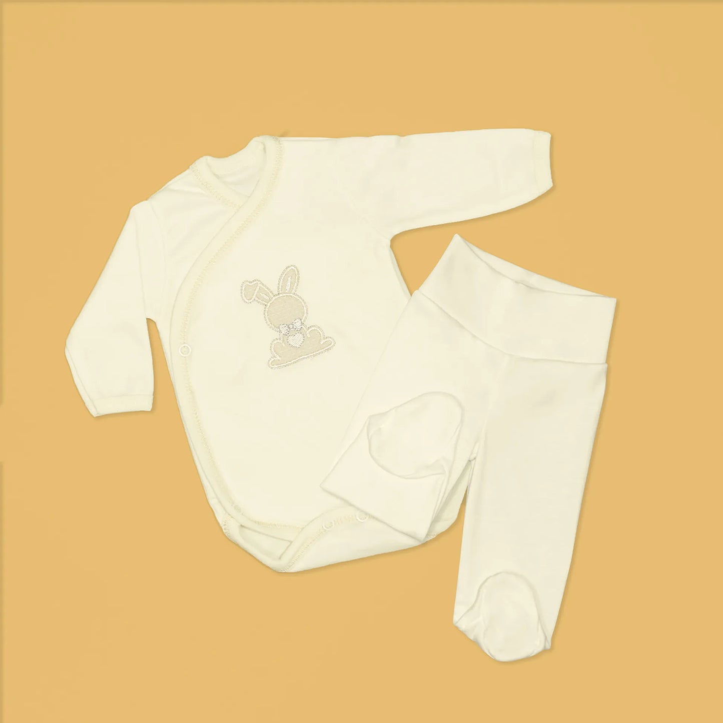Body de trespasse com collant com motivo coelho waffle pérola