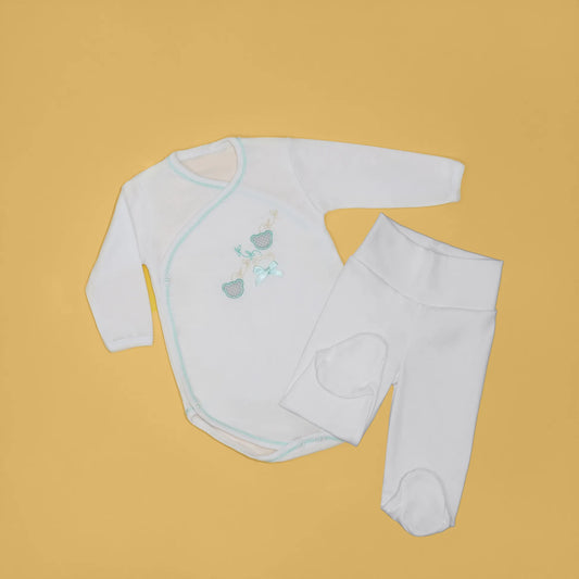 Body de trespasse com collant com motivo ursinhos com pintas verde