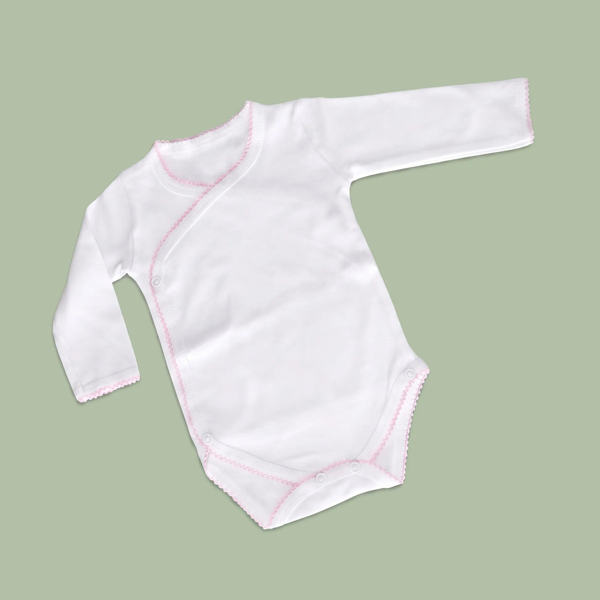 Body de trespasse liso com bordado picueta em redor rosa