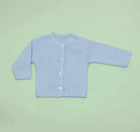 Casaco em tricot com pormenores trabalhados nas extremidades azul