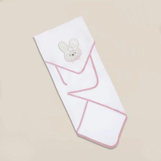 Fralda com motivo coelho em relevo rosa