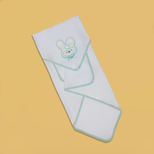 Fralda com motivo coelho em relevo verde