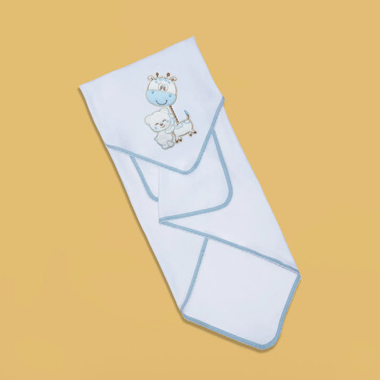 Fralda com motivo girafa e ursinho azul