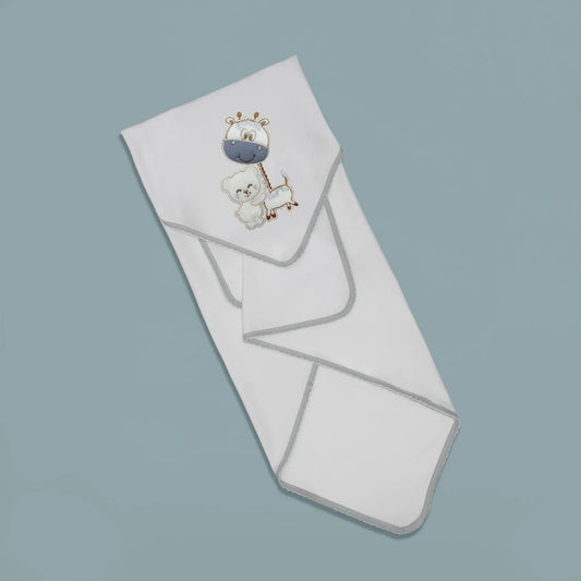 Fralda com motivo girafa e ursinho cinza