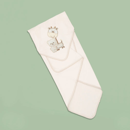 Fralda com motivo girafa e ursinho pérola