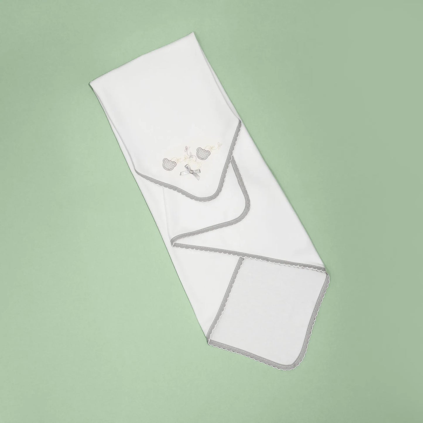 Fralda com motivo ursinhos com pintas cinza