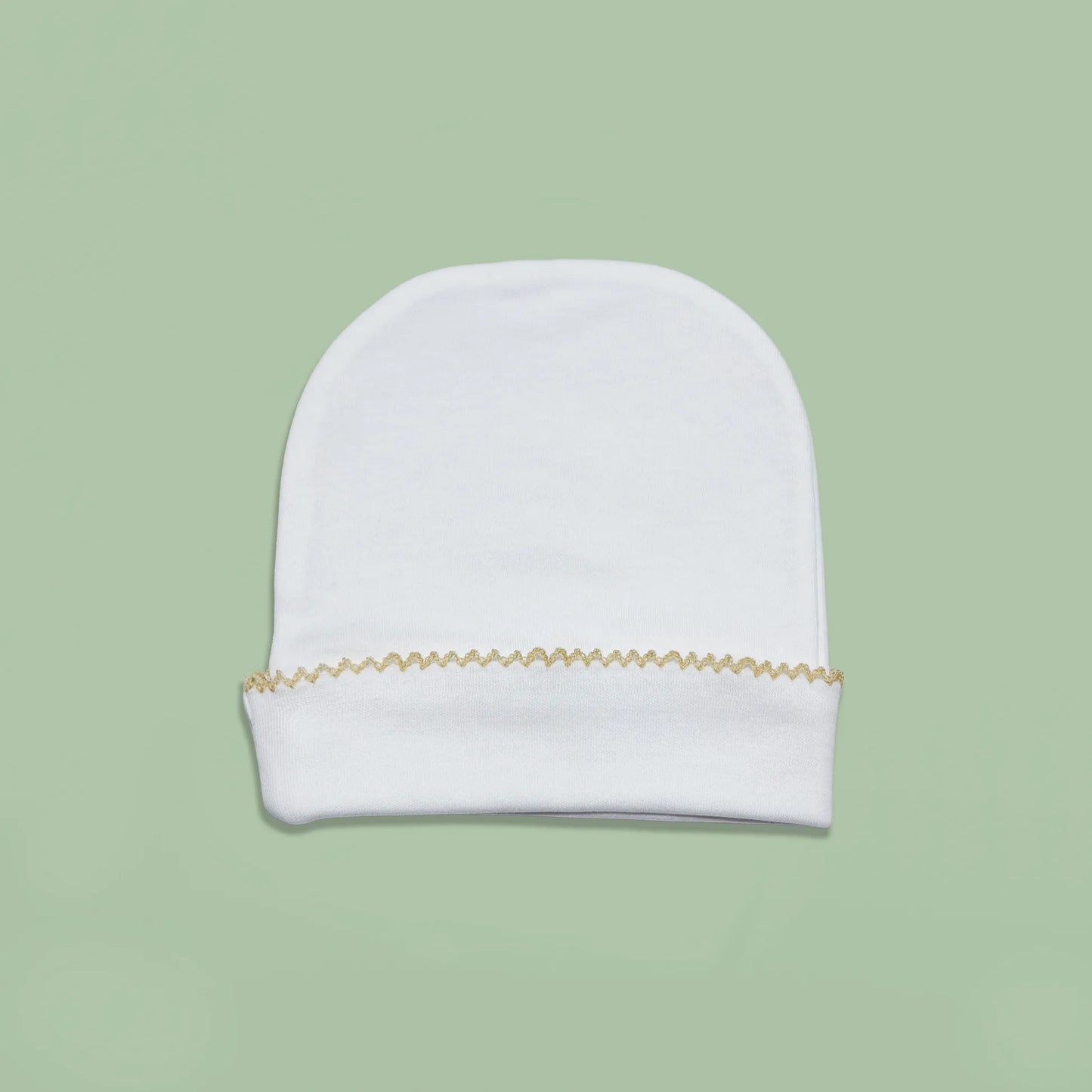 Gorro branco com picueta colorida na dobra bege