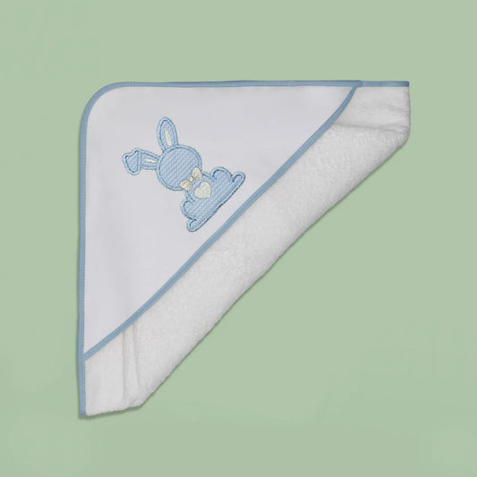 Toalha com motivo coelho waffle azul