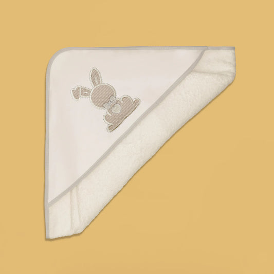 Toalha com motivo coelho waffle pérola