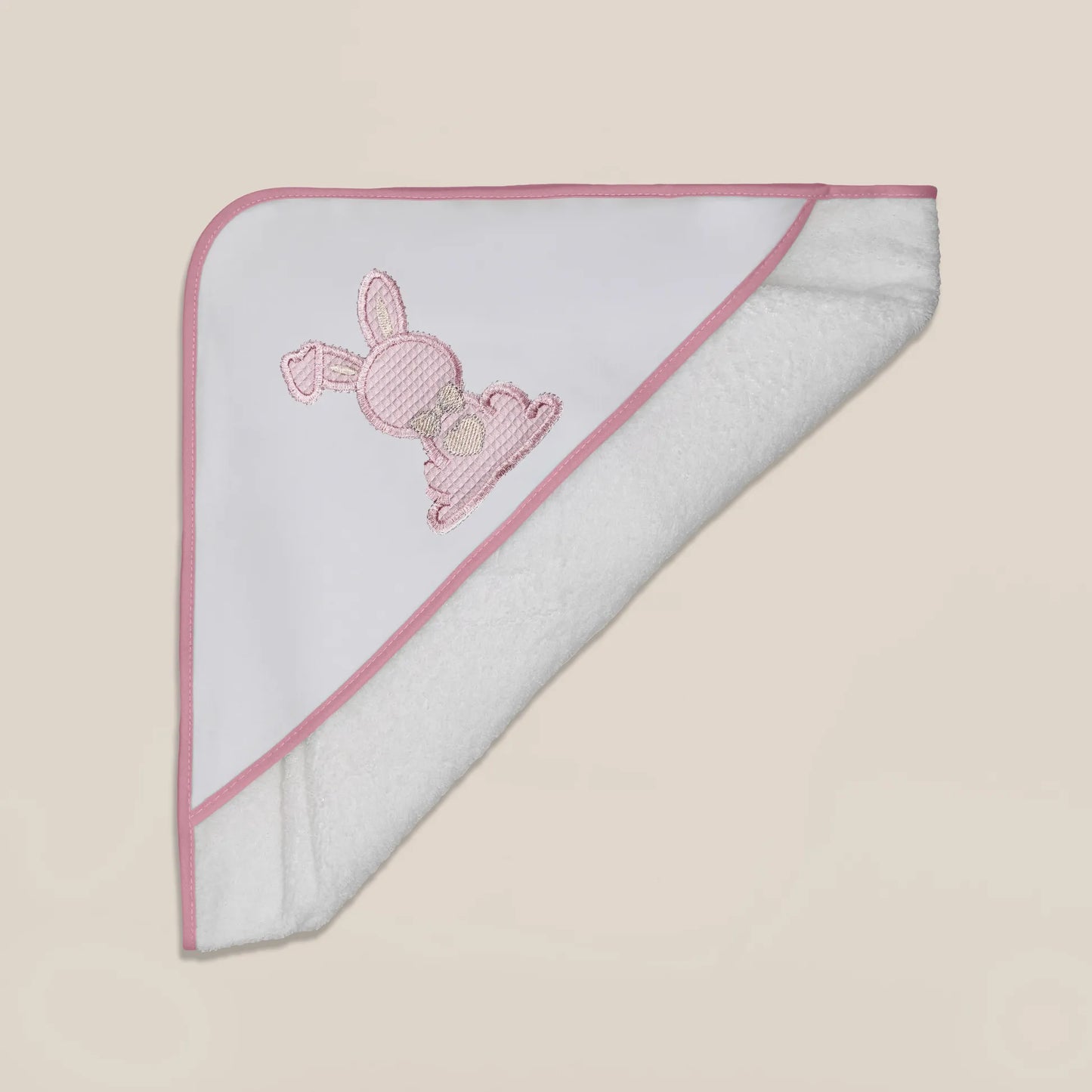 Toalha com motivo coelho waffle rosa